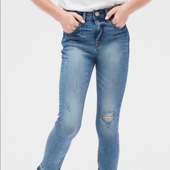 Gap kids girls high rise destructed ankle jeggings with stretch size 12 - Picture 1 of 2